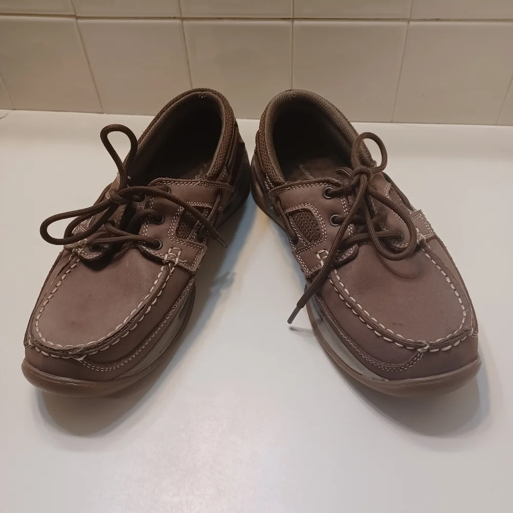 Rugged Shark Leather Mens Lace Up Brown Chunky Boat Athleisure Shoes 9M